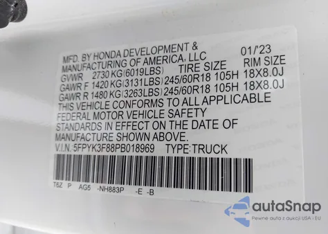 2023 Honda Ridgeline Black Edition from USA, damaged, VIN 5FPYK3F88PB018969